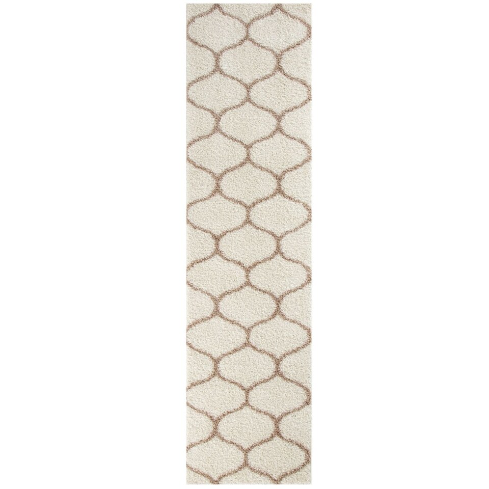 image 1 of The Rugs Moroccan Collection Soft High Pile Shaggy Trellis Floor Rugs and Runners Living Room