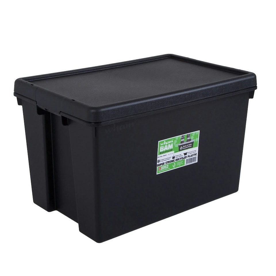 Wham Heavy Duty Box And Lid - Black - 62 Litre
