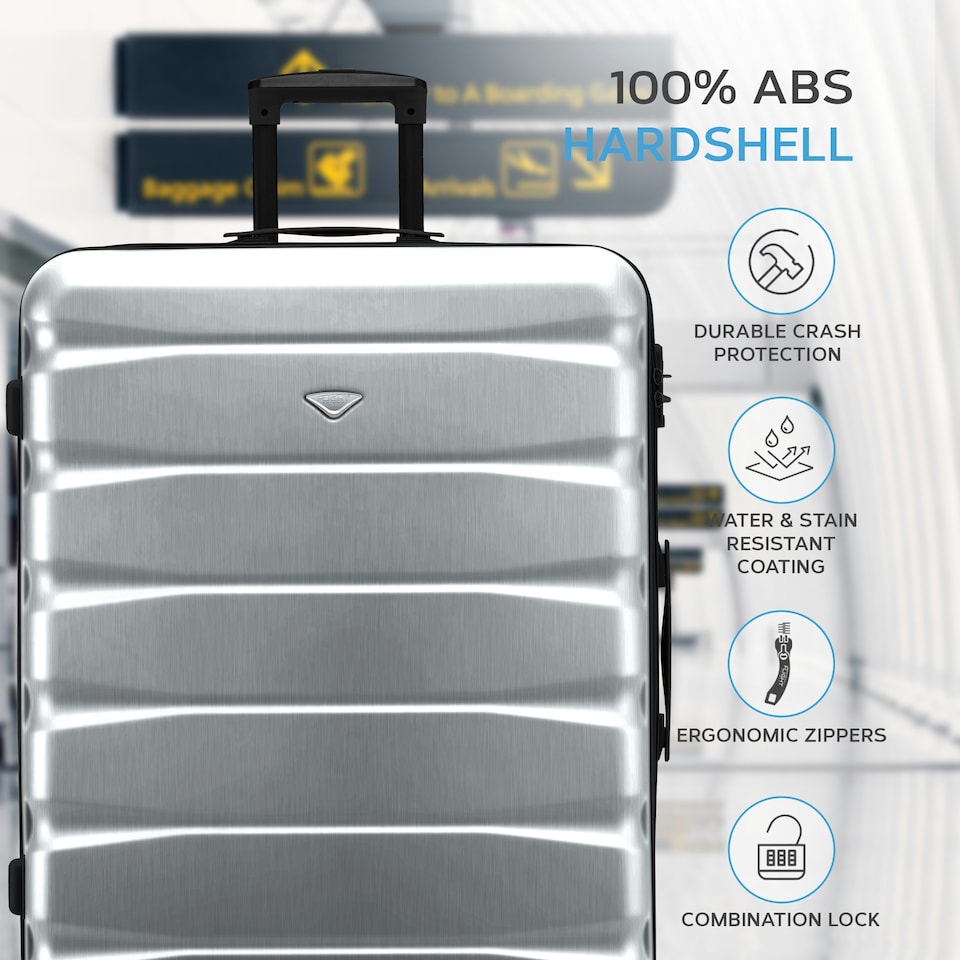 image 1 of Flight Knight 29" Extra Large Suitcase – 20kg Capacity Hard Shell Check-In Luggage with 4 Wheels 100+ Airlines Approved: Ryanair, EasyJet, Jet2, Wizz Air, BA | Cream | Champagne | Large