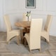 image 3 of Oregon Round Oak Dining Table with Lola Leather Chairs Cream