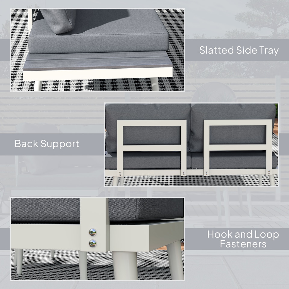 image 1 of Outsunny 3 Piece Garden Furniture Set with 5-Level Adjustable Lounger, Grey