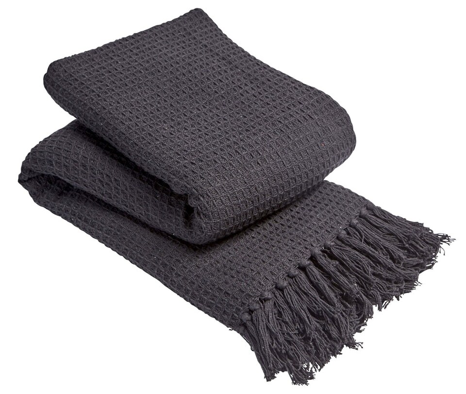 image 1 of Lisbon Pure Cotton Honeycomb Throw in Grey, 127 x 152cm | Grey | Grey