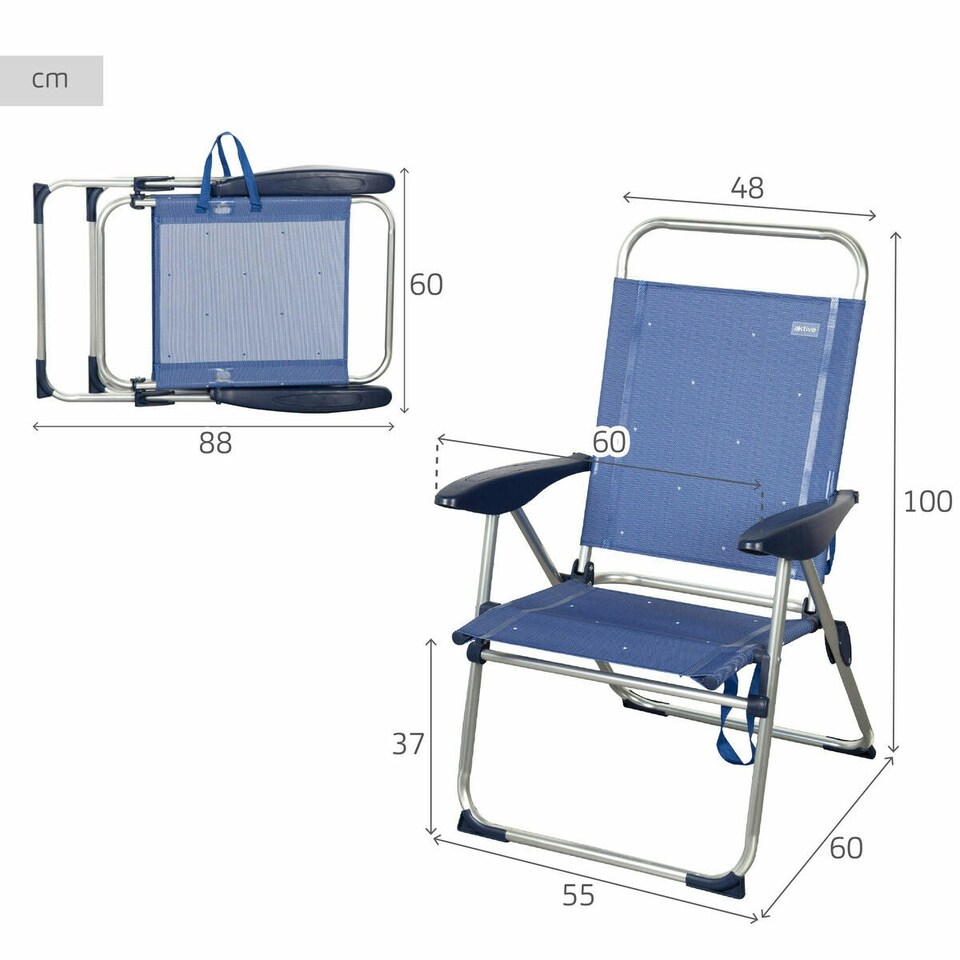 image 1 of Beach Chair Aktive 48 x 100 x 60 cm (2 Units) N/A
