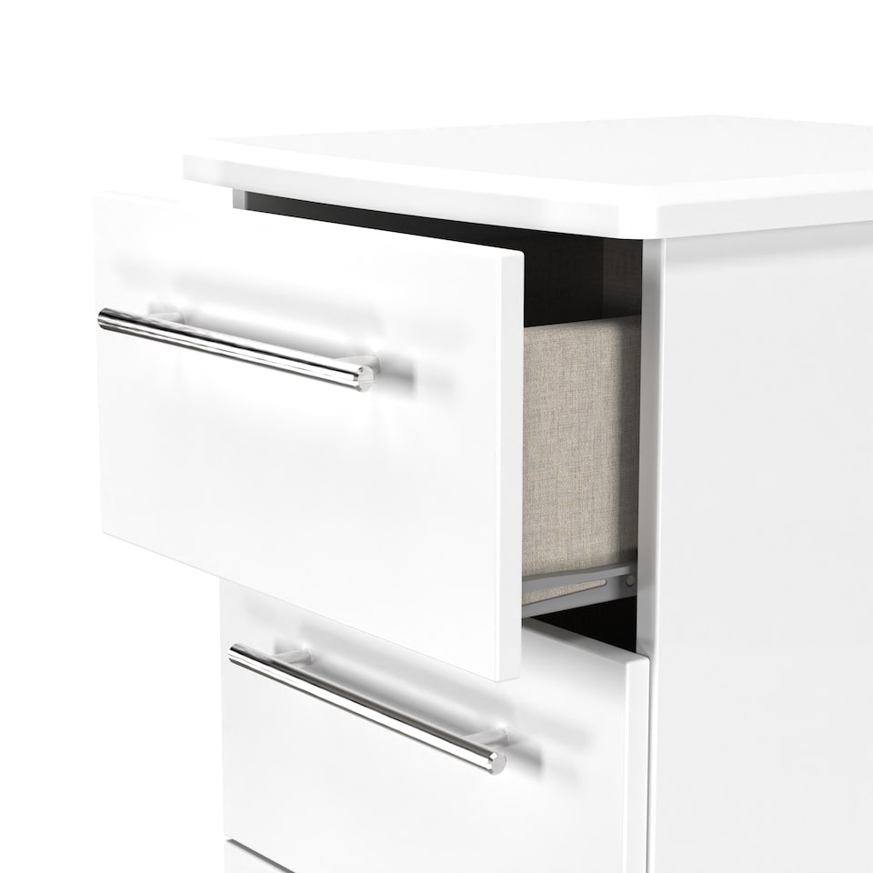 image 1 of Carlton 5 Drawer Tall Bedside Cabinet in Porcelain Matt (Ready Assembled) | White | Porcelain Matt