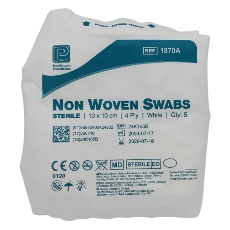 Non-Woven Swabs Sterile 4 Ply 10cm x 10cm – Pack of 40