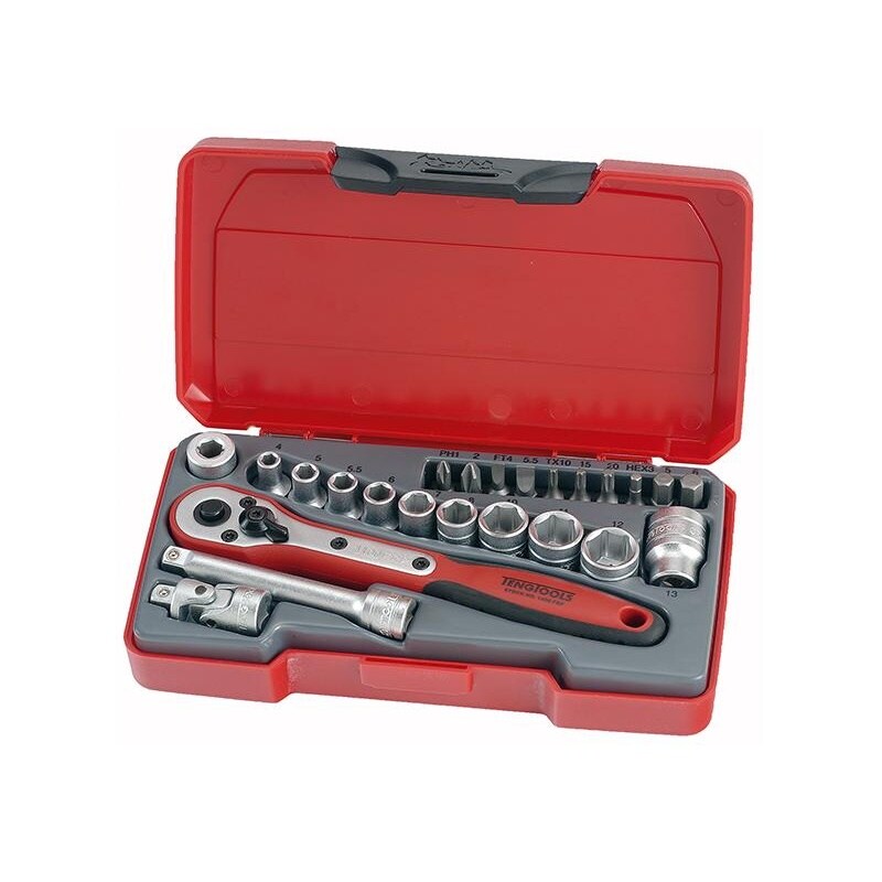 Teng T1424 Socket Set Of 24 Metric 1/4in Drive Multi Multi Colour One Size 1