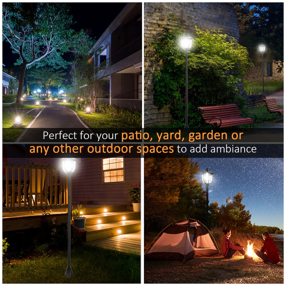 image 1 of Outsunny Solar Torch Lights Outdoor Garden with 6 LED Auto OnOff 6-8 Hours