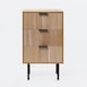 image 1 of OHS 3 Drawer Modern Ribbed Office Side Bedroom Nightstand Bedside Table Brown | Natural Wood