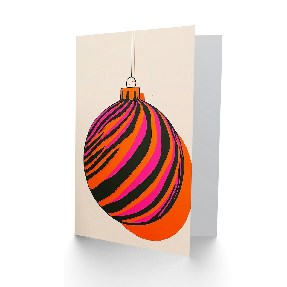 image 1 of Vibrant Bauble Pink Orange Modern Fun Xmas For Mum Christmas Card