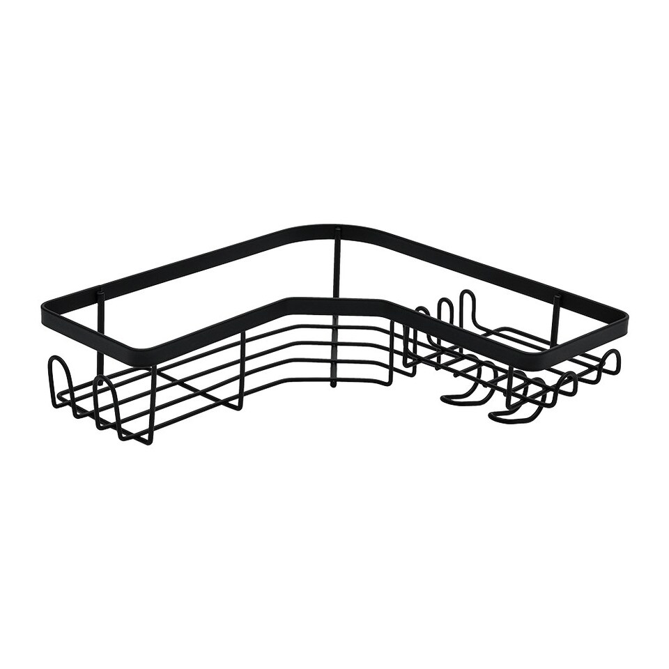 image 1 of Living and Home 3Pcs Corner Shower Caddy Set with Wall Stickers - Black