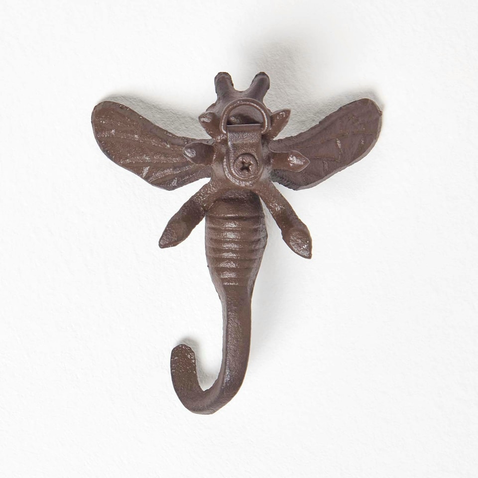 image 1 of Homescapes Vintage Style Bumble Bee Cast Iron Coat Hook Hanger | Brown | One Size