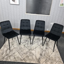 Dining Chairs Set Of 4 Black Tufted Chairs Velvet Chairs Seats