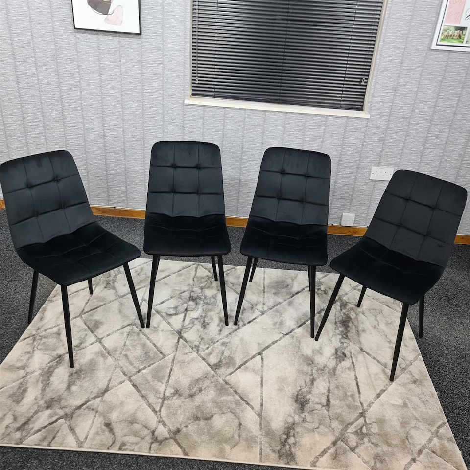 image 1 of Dining Chairs Set Of 4 Black Tufted Chairs Velvet Chairs Seats