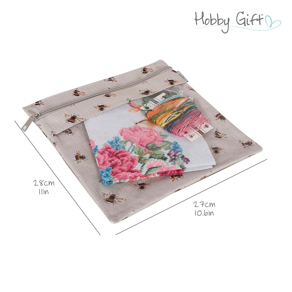 image 1 of Hobby Gift Craft Project Pouch, Natural Bees