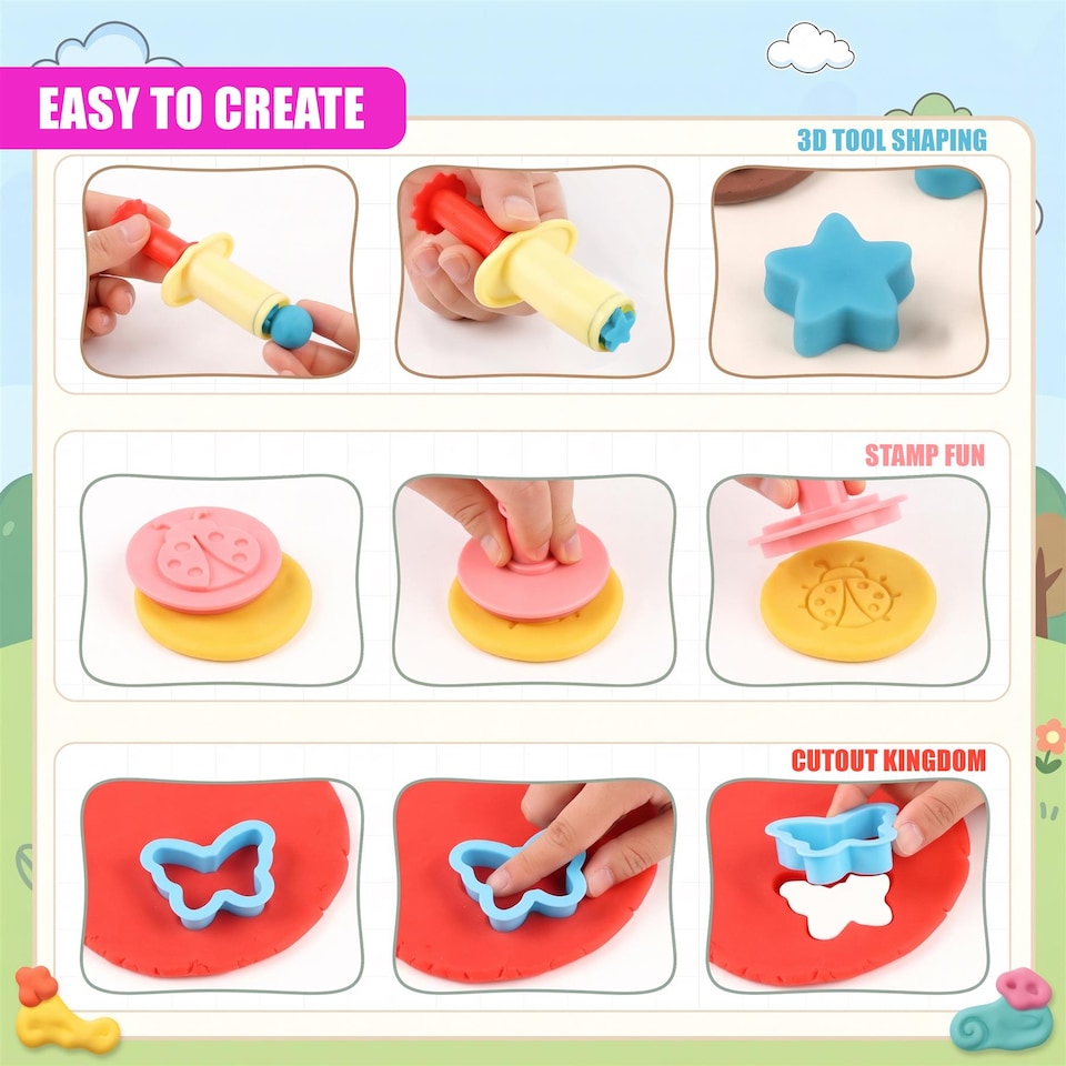 image 1 of The Magic Toy Shop Big Dough Set Creative Modeling Play Kit Multi Color