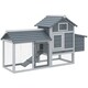image 6 of PawHut Chicken Coop Hen Cage Small Animal Hutch Nesting Box Outdoor Run Grey