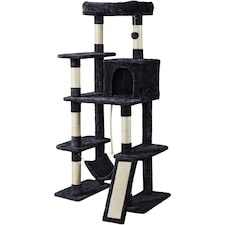 Yaheetech Large Cat Tower with Hammock Scratching Posts Black