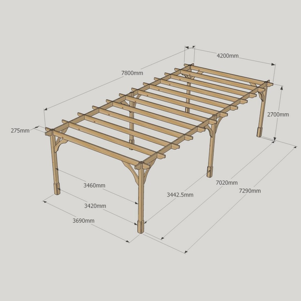 image 1 of Premium Pergola 6 Posts - Wood - L420 x W780 x H270 cm - Rustic Brown