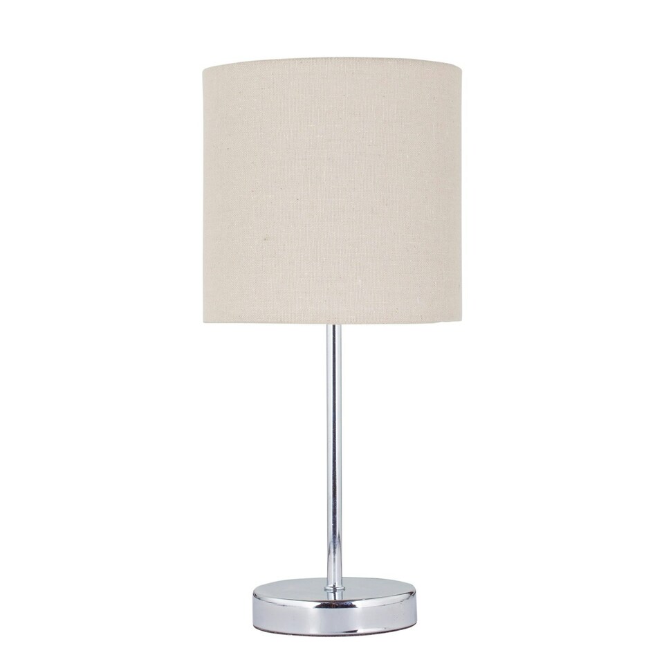 image 1 of First Choice Lighting Chrome Touch Operated Table Lamp with Natural Linen Shade Chrome | Brown