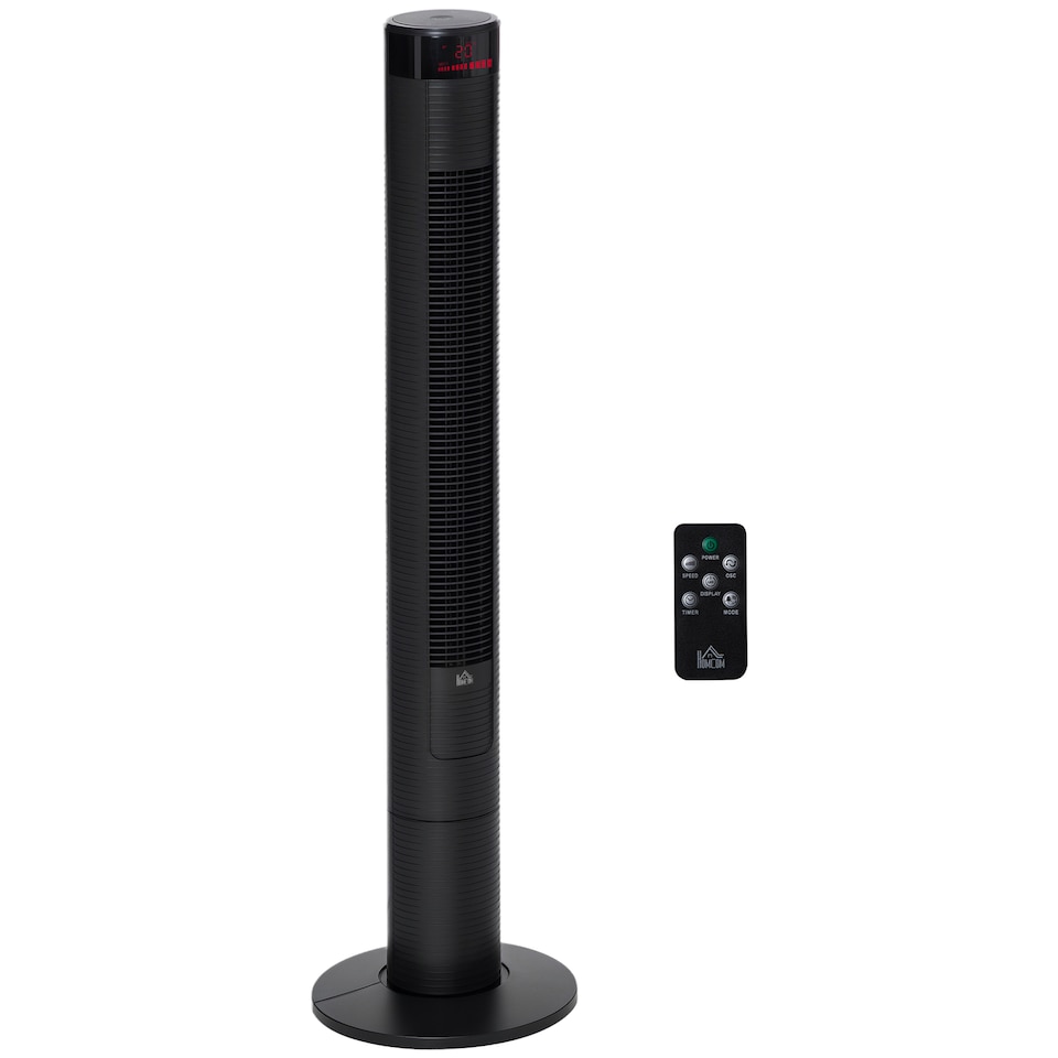 image 1 of HOMCOM 46 Oscillating Tower Fan with Remote Control, 12H Timer, 3 Speed, 4 Modes, Quiet Cooling Fans, Electric Floor Standing Fan for Home Bedroom Office, Black