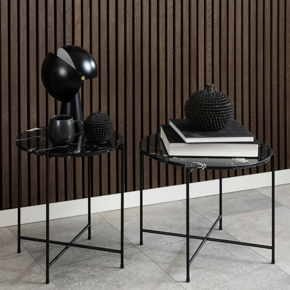 image 1 of Avila Side Table with Black Polished Marble Stone 42x45cm