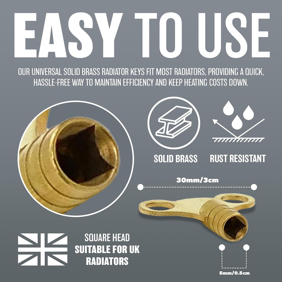 image 1 of 100pc Solid Brass Radiator Bleeding Keys For Bleed Venting Air Valve