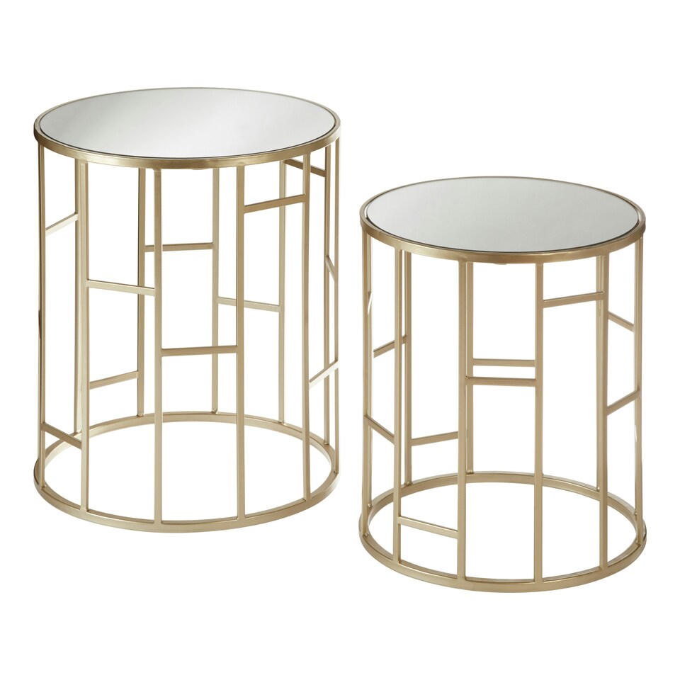 image 1 of Avantis Asymmetrical Frame Set Of 2 Tables Gold