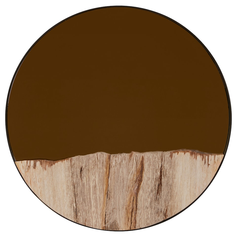 image 1 of Interiors by Premier Petrified Wood Tile Small Round Mirror Gold