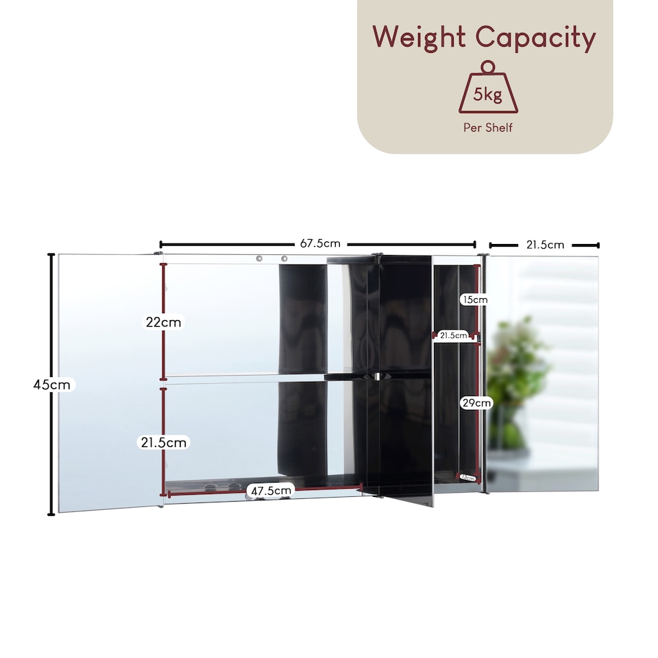 image 1 of Bath Vida Tiano Stainless Steel Mirrored Triple Wall Mounted Bathroom Cabinet | Chrome | Stainless Steel | 1