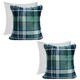 image 1 of OHS 2 x Hudson Flannel Fleece Check Printed Filled Cushions, 45x45cm - Green