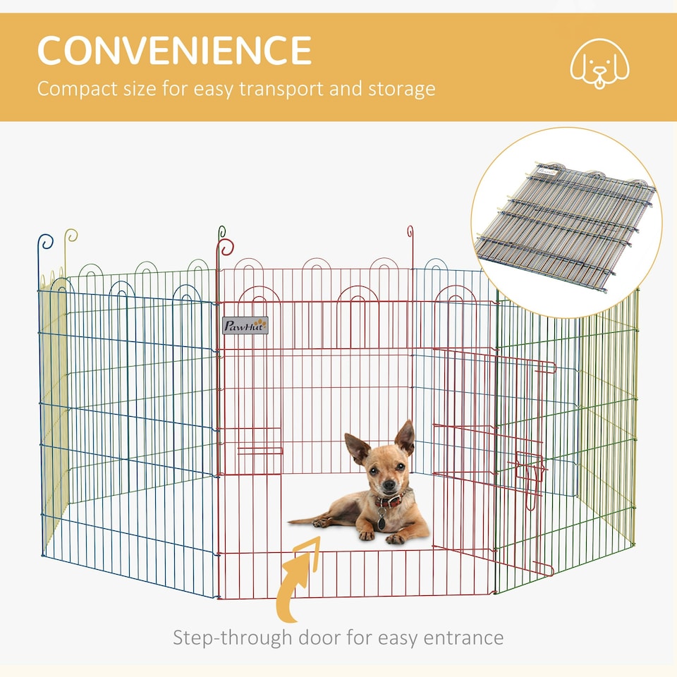 image 1 of PawHut Pet Playpen Dog Puppy Crate Kennel w/ Door, 60H x Φ156cm