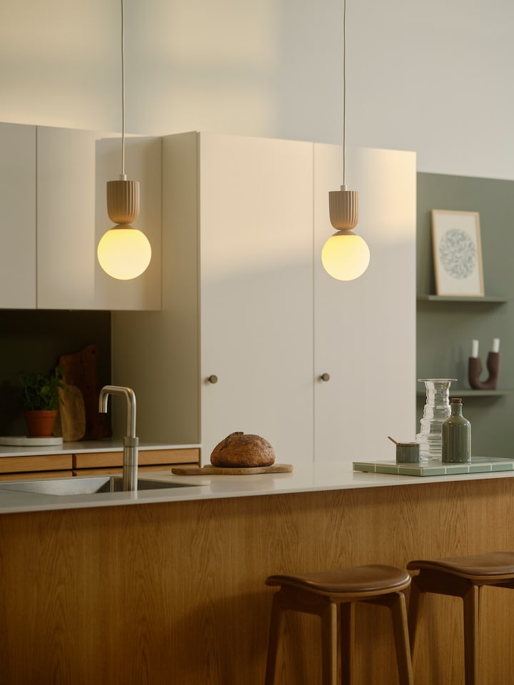 image 1 of Nordlux Sadie Indoor Pendant Light Brown Ceramic E14 Ribbed - Mains Powered, IP20
