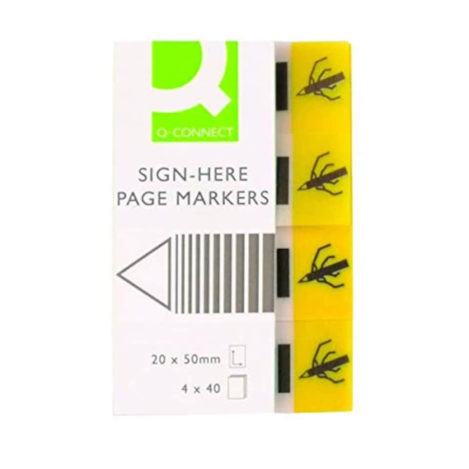 image 1 of Q-Connect Quick Signature Markers 20 x 45mm Yellow (Pack of 160)