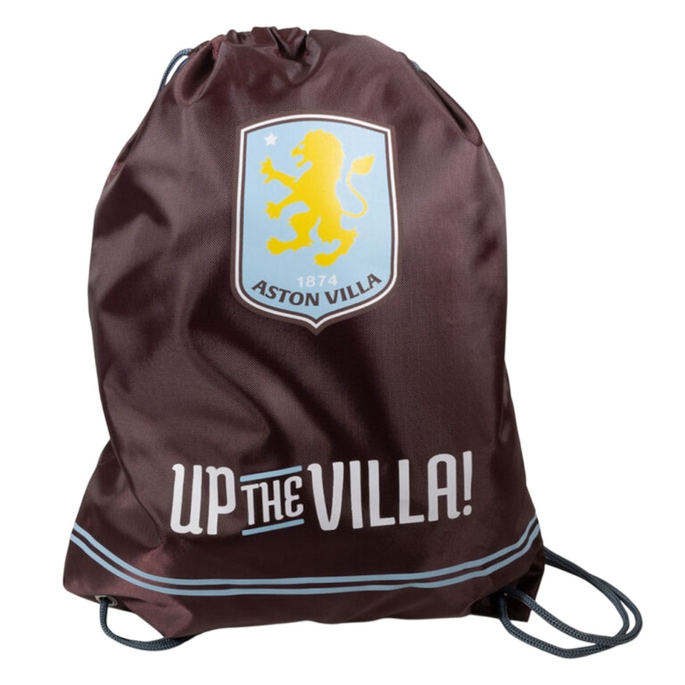 image 1 of Aston Villa FC Up The Villa Drawstring Bag | Brown | Brown/Blue/Yellow | One Size | 1