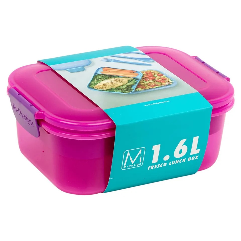 image 1 of 1.6L Airtight Plastic Lunch Boxes | Pink | 1