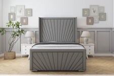 Sloomy Rutherford Pewter Dumfries Bed Frame With 50"  Upholstered Wingback Headboard 6' Super King