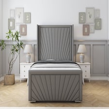 Sloomy Rutherford Pewter Dumfries Bed Frame With 50"  Upholstered Wingback Headboard 6' Super King
