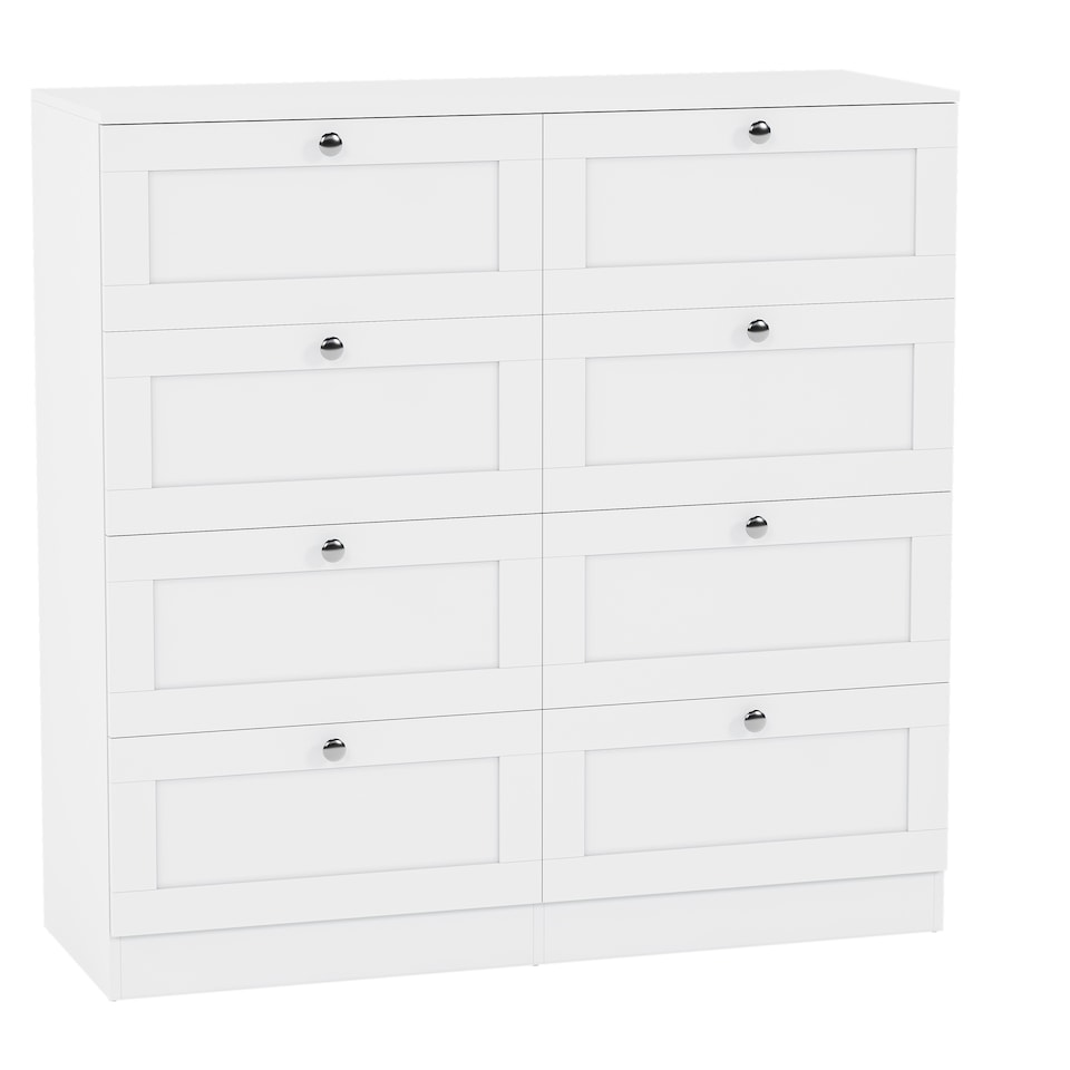 image 1 of Vida Designs Altino White 8 Drawer Chest Storage Unit - H: 99cm x W: 100cm x D: 36cm