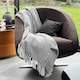 image 2 of Large Cotton Chevron Herringbone Sofa Throw Blanket - 150 x 200cm | Silver | Light Grey | One Size | 1