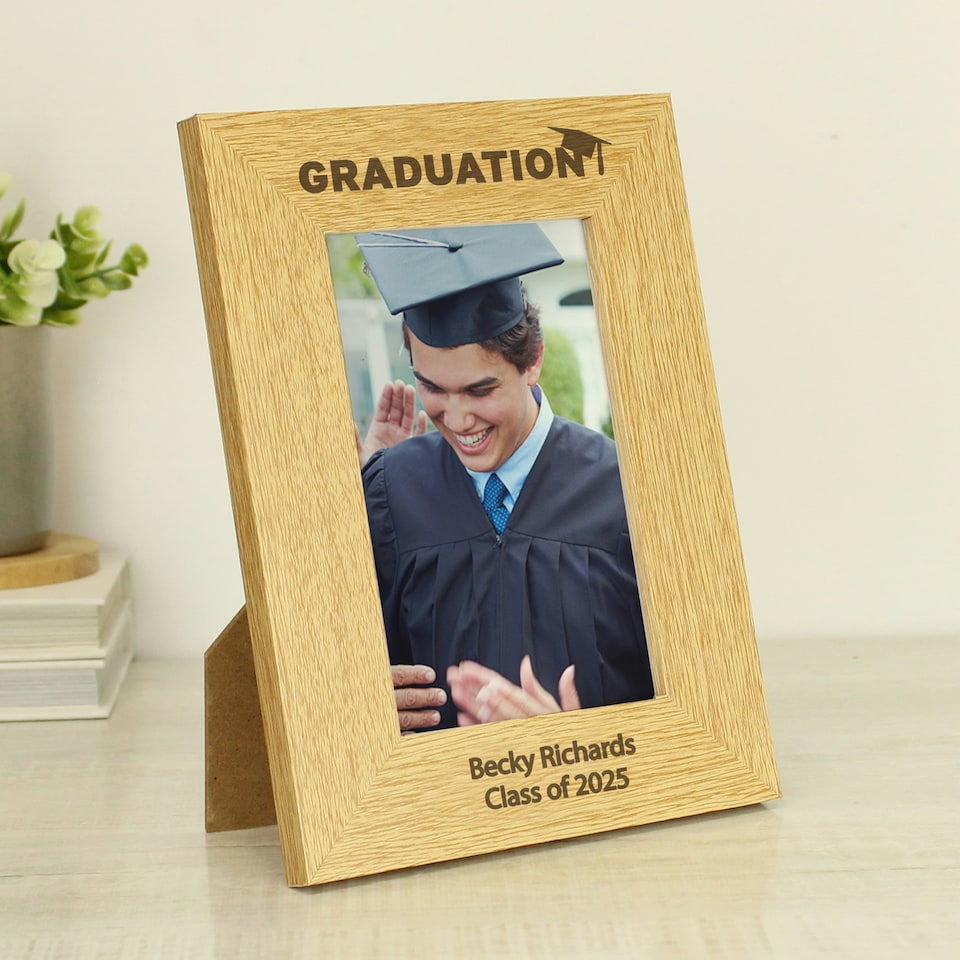 image 1 of Personalised Graduation 6x4 Oak Finish Photo Frame Brown | One Size
