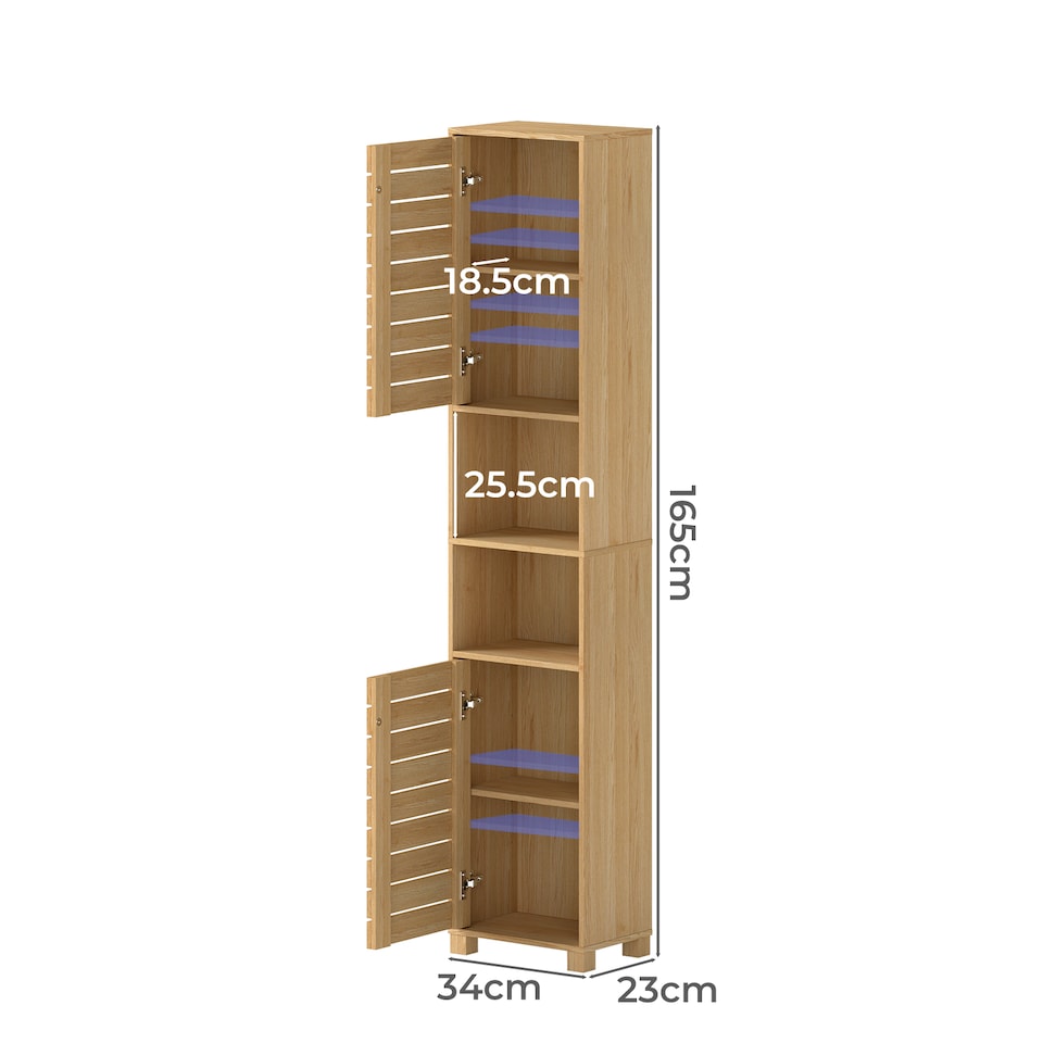 image 1 of Levede Bathroom Storage Cabinet Hallway Tall Cupboard Adjustable Shelf Oak