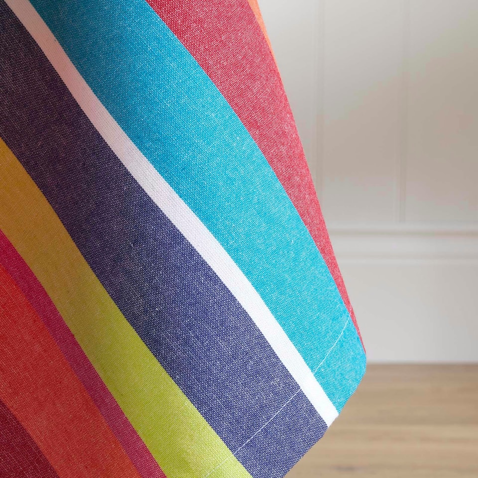 image 1 of Homescapes Multi Colour Striped Tablecloth - 137 x 228 cm | Multi | 137cm x 228cm (54" x 90")