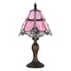 image 1 of Quirky and Petite Pink Stained Glass Tiffany Lamp with Clear Strip and Beads | Pink