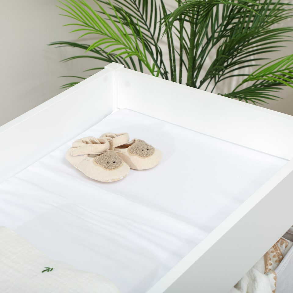 image 1 of AIYAPLAY Baby Changing Table with 4 Drawers, Nursery Diaper Baby Changing Unit for 0-12 Months (max. 11kg), with Mat, Infant Care Station for Bedroom Nursery | White