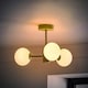 image 2 of ValueLights Marlow Sage Green Opaque Glass Globe 3 Arm Ceiling Light with LED Bulbs