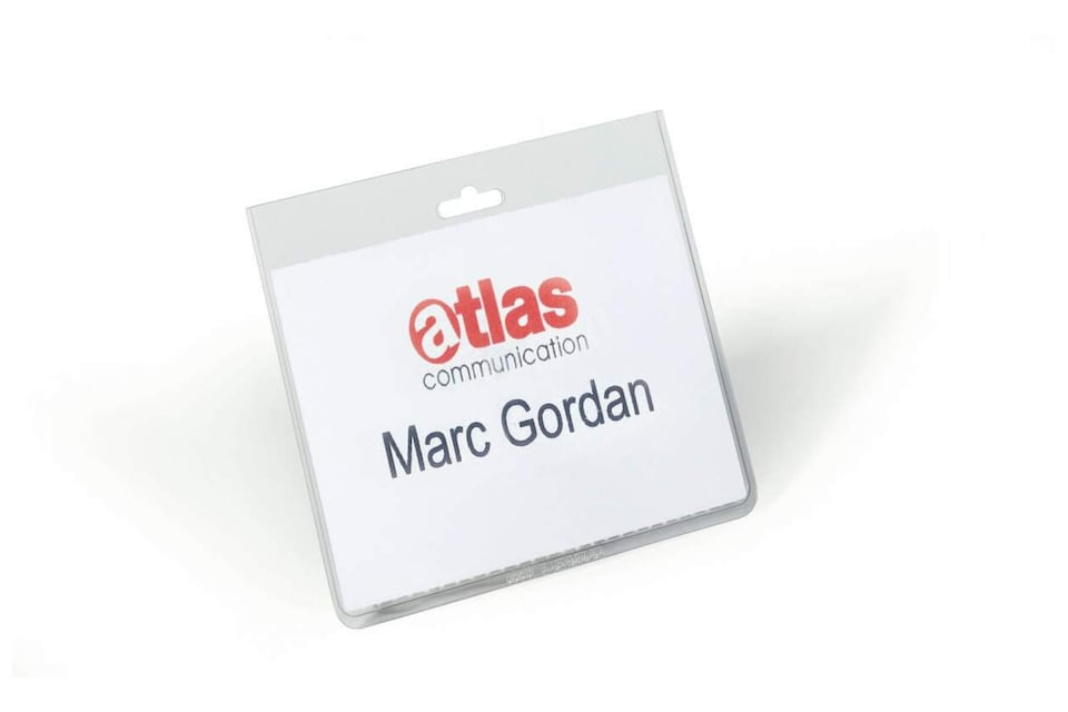 image 1 of Durable Name Badge ID Card Holders with Insert Cards | 20 Pack | 60 x 90mm