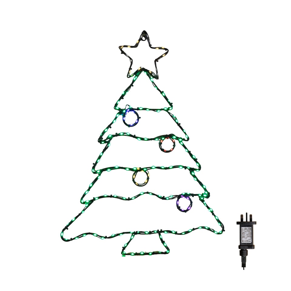 image 1 of 60cm x 46cm Light up FlexiBrights Christmas Tree Silhouette with 164 Multi-Coloured LEDs
