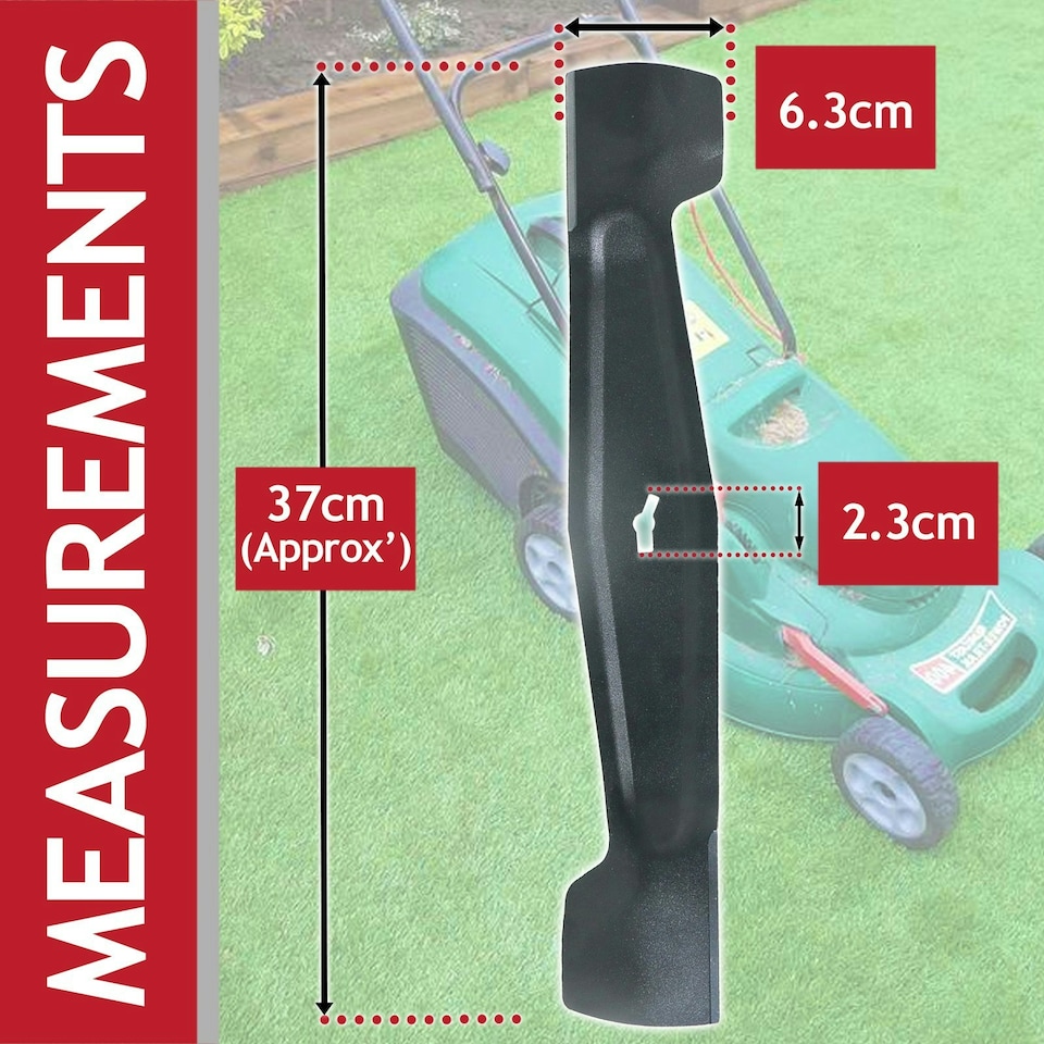 image 1 of SPARES2GO Metal Blade compatible with Qualcast RM37 MEB1437M M2EB1437M M2EB1537M RM37RF Lawnmower (37cm)