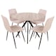 image 2 of Aspen Grey Oak Effect 100cm Round Dining Table with 4 Straight Stitch Upholstered Fabric Chairs - Modern Dining Set | White | Natural | One Size | 1