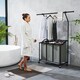 image 8 of HOMCOM 126L Laundry Sorter, Rolling Wash Basket with Hanging Rail and Mobile 3-Bag Organiser for Bedroom, Bathroom, Laundry Room, 88-149.5L x 40W x 167H cm, Dark Grey | Grey